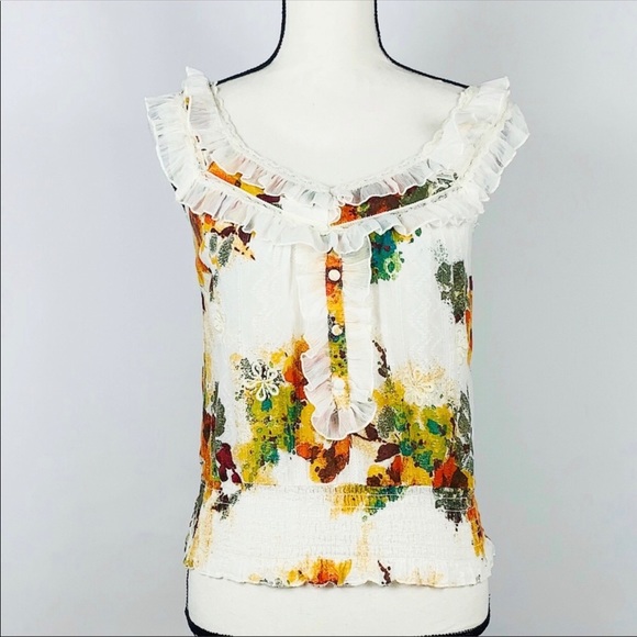 American Rag Floral Ruffle Sleeve Tank Top - Picture 2 of 7